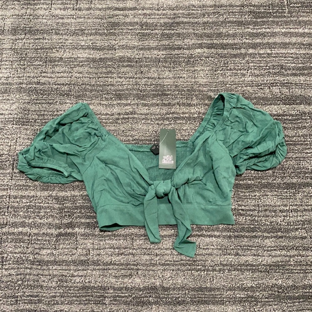 NWT Wild Fable Smocked Green Top